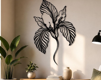Floral Leaf Metal Wall Art, Botanical Nature Inspired Decor