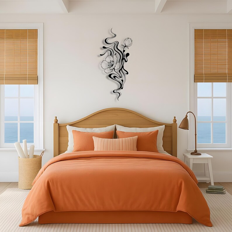Abstract Floral Metal Wall Art, Modern Flower Decor image 2