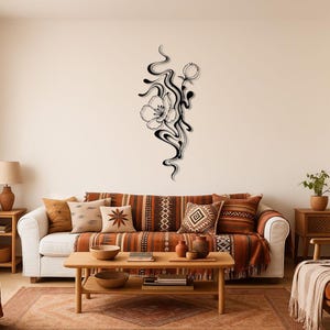 Abstract Floral Metal Wall Art, Modern Flower Decor image 5