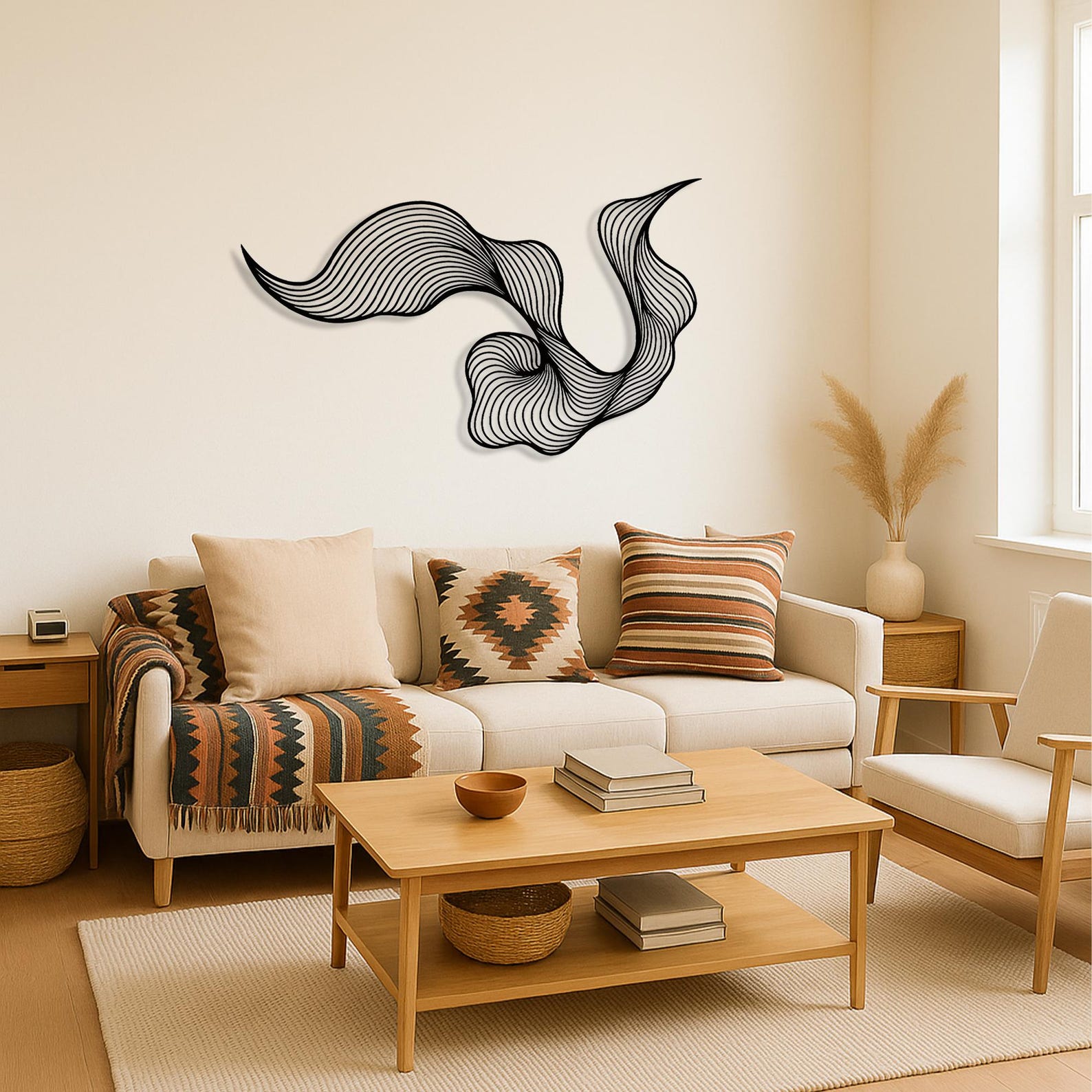Abstract Flowing Line Metal Wall Art | Modern Organic Shape Wall Decor ...