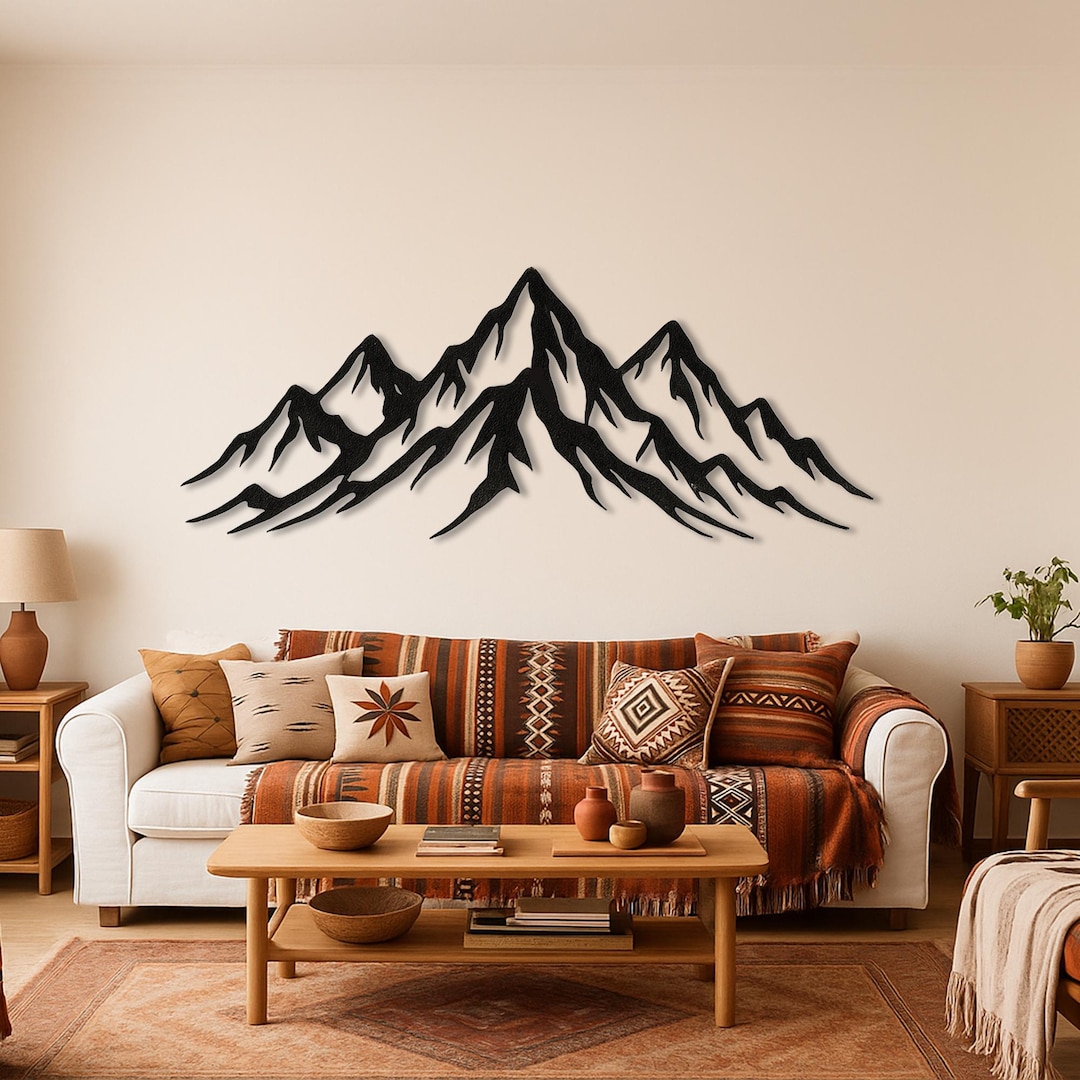 Mountain Range Metal Wall Art | Modern Black Nature Wall Decor ...