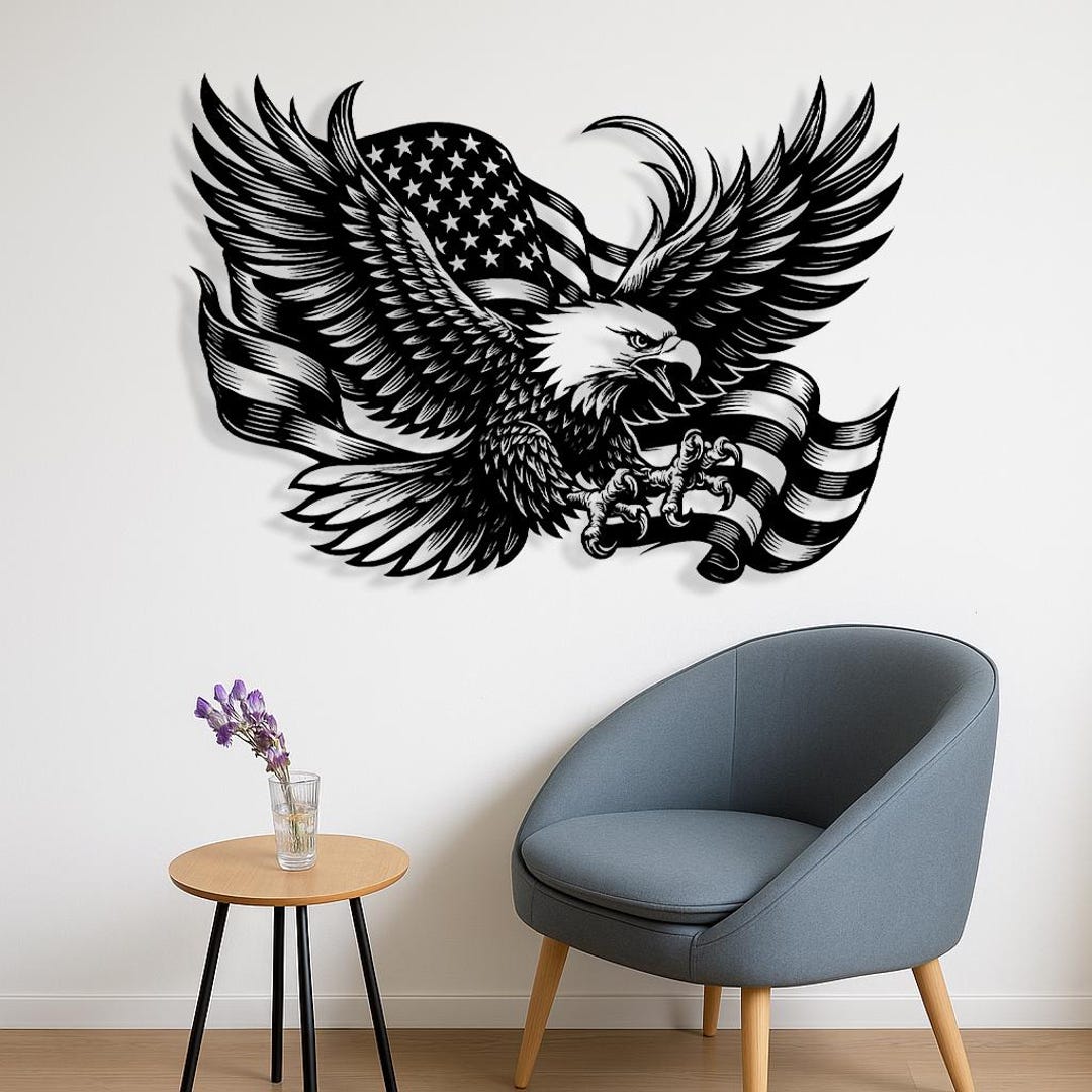 American Eagle Metal Wall Art | Patriotic Bald Eagle Decor | USA Flag ...