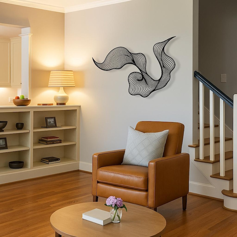 Abstract Flowing Line Metal Wall Art | Modern Organic Shape Wall Decor ...