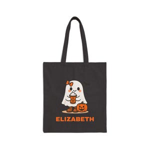 Adorable Halloween Ghost Tote Bag | Cute Canvas Bag for Trick-or-Treating, Gift for Ghost Lovers, Eco-Friendly Bag, Halloween Decor