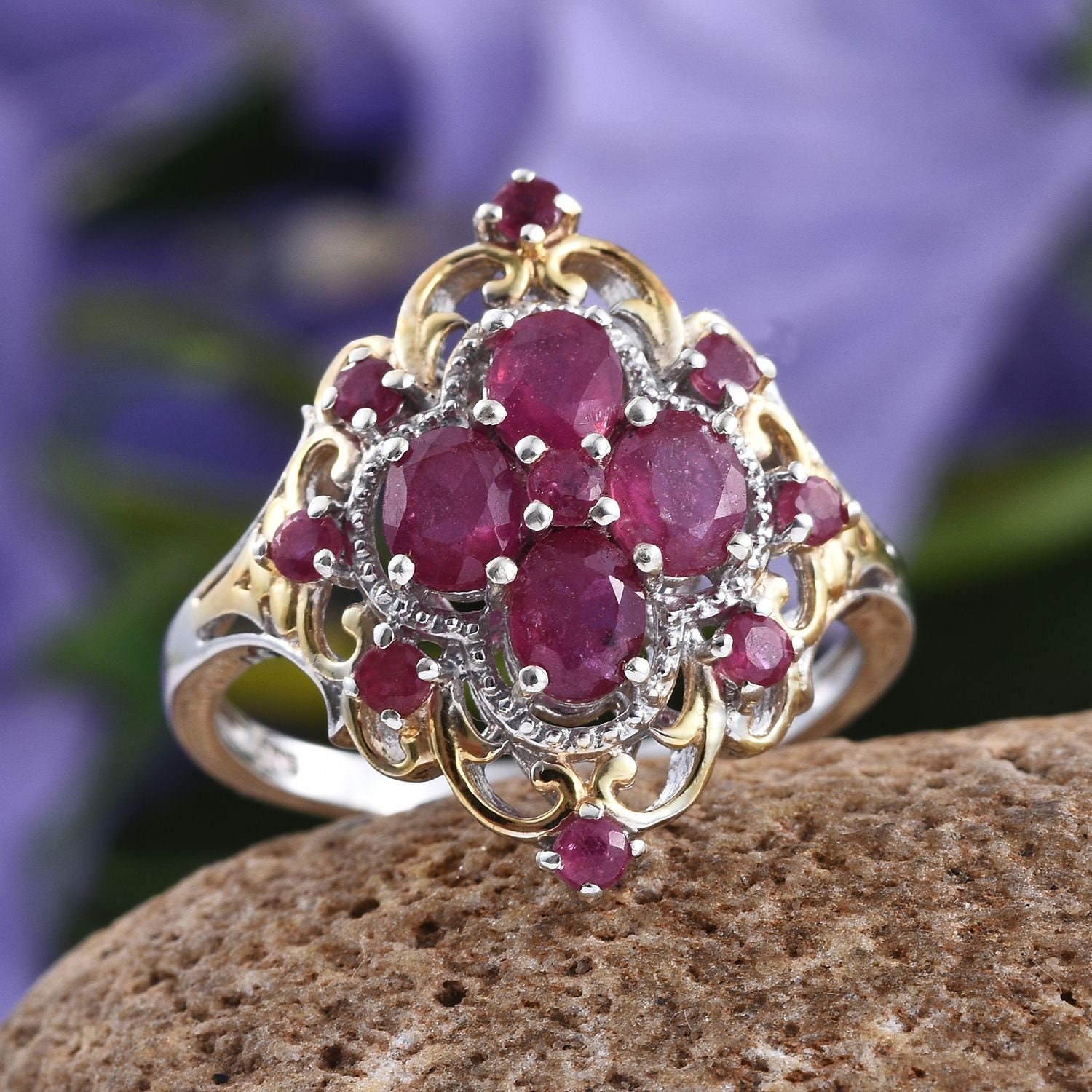 Niassa Ruby 14K Yellow Gold and Platinum Over Sterling Silver