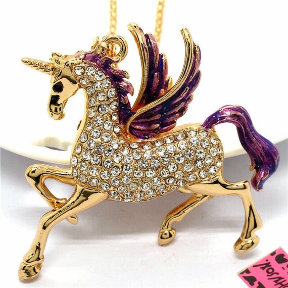 Unicorn necklace, rhinestone unicorn necklace, M21