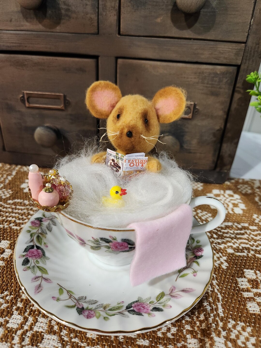 Mouse In Teacup Handmade Mouse in Vintage Teacup - Etsy