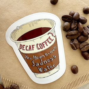 Pegatina "Amantes del café", divertida, descafeinado