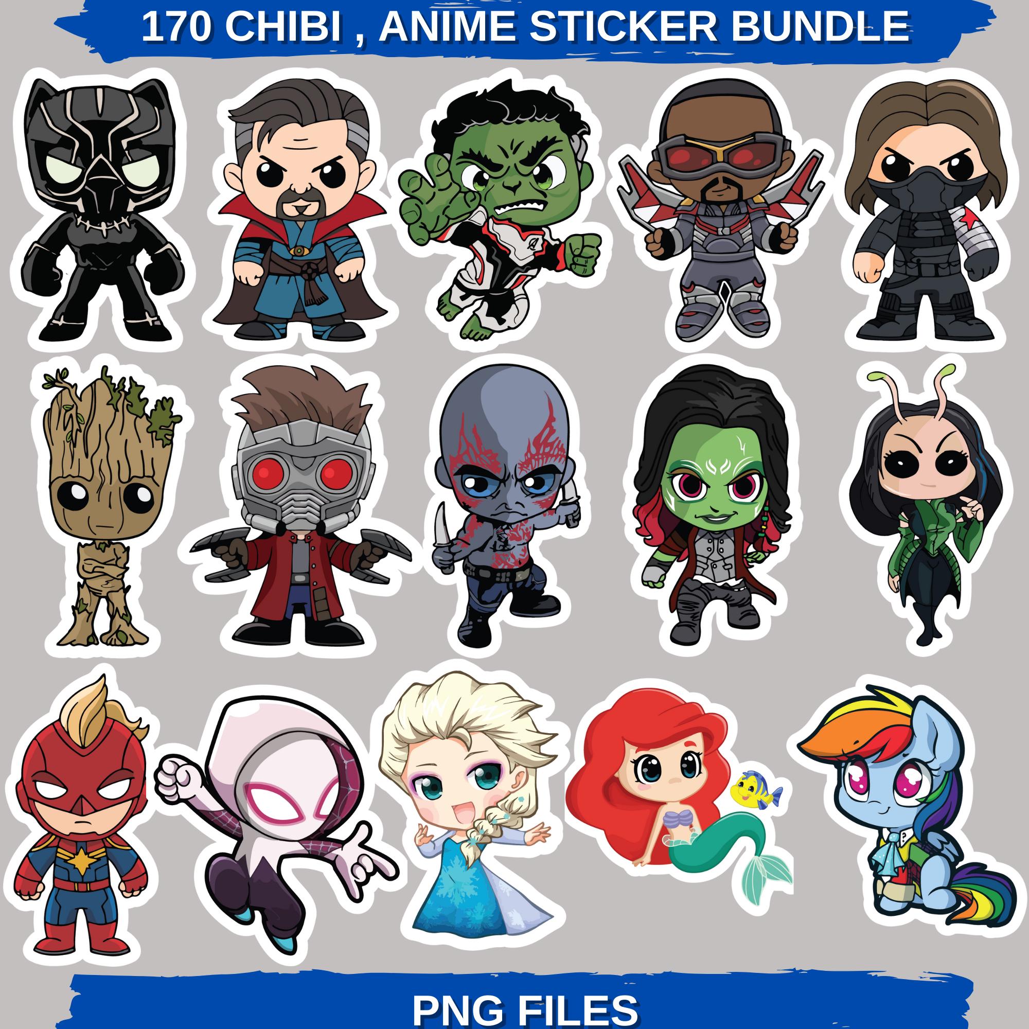 Pack de PNG de Stickers de Anime Chibi y Bundle SVG | Clipart Kawaii lindo para Cricut y Sublimación | Descarga instantánea