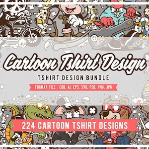 220+ PACOTE DE DESIGN DE CARTOON PROFISSIONAL, todos os melhores designs para estampas de camisetas | Download digital