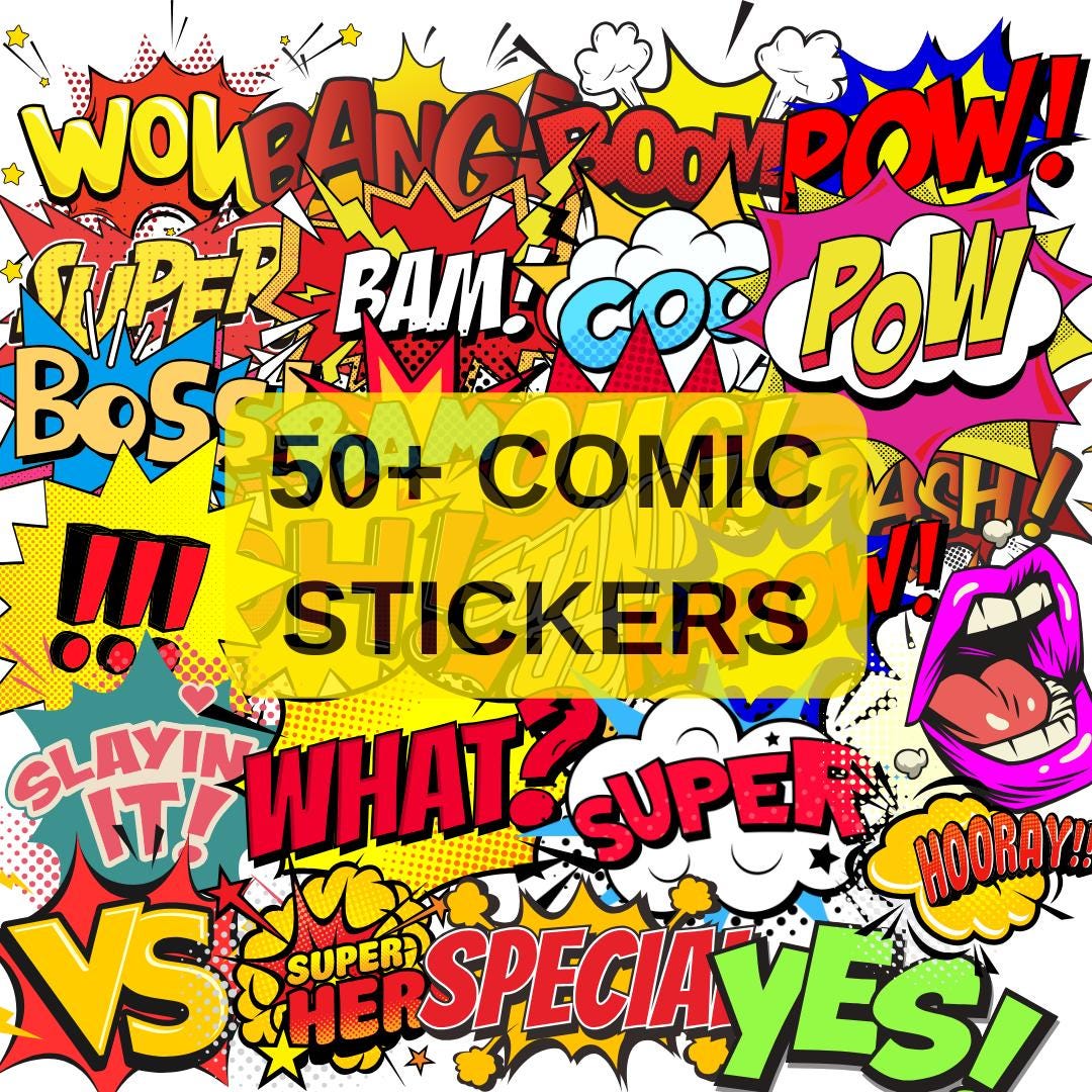 Comic Stickers Package Digital Product - Etsy