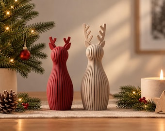 3D Reindeer in Two Sizes | Elegant Modern Christmas Decoration | Festive Eye-catcher for Living Space & Gift Idea