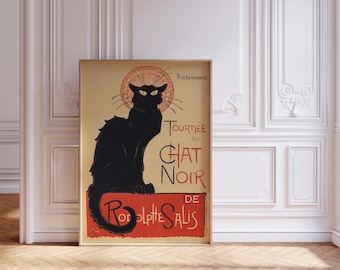 Le Chat Noirのポスター：ヴィンテージのフランスの黒猫プリント