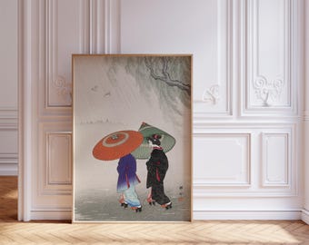雨の中の二人の女性 日本のファインアートプリント | ホーム