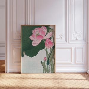Ohara Koson Lotus Blumen Poster, Vintage japanischer Kunstdruck, Blumendruck