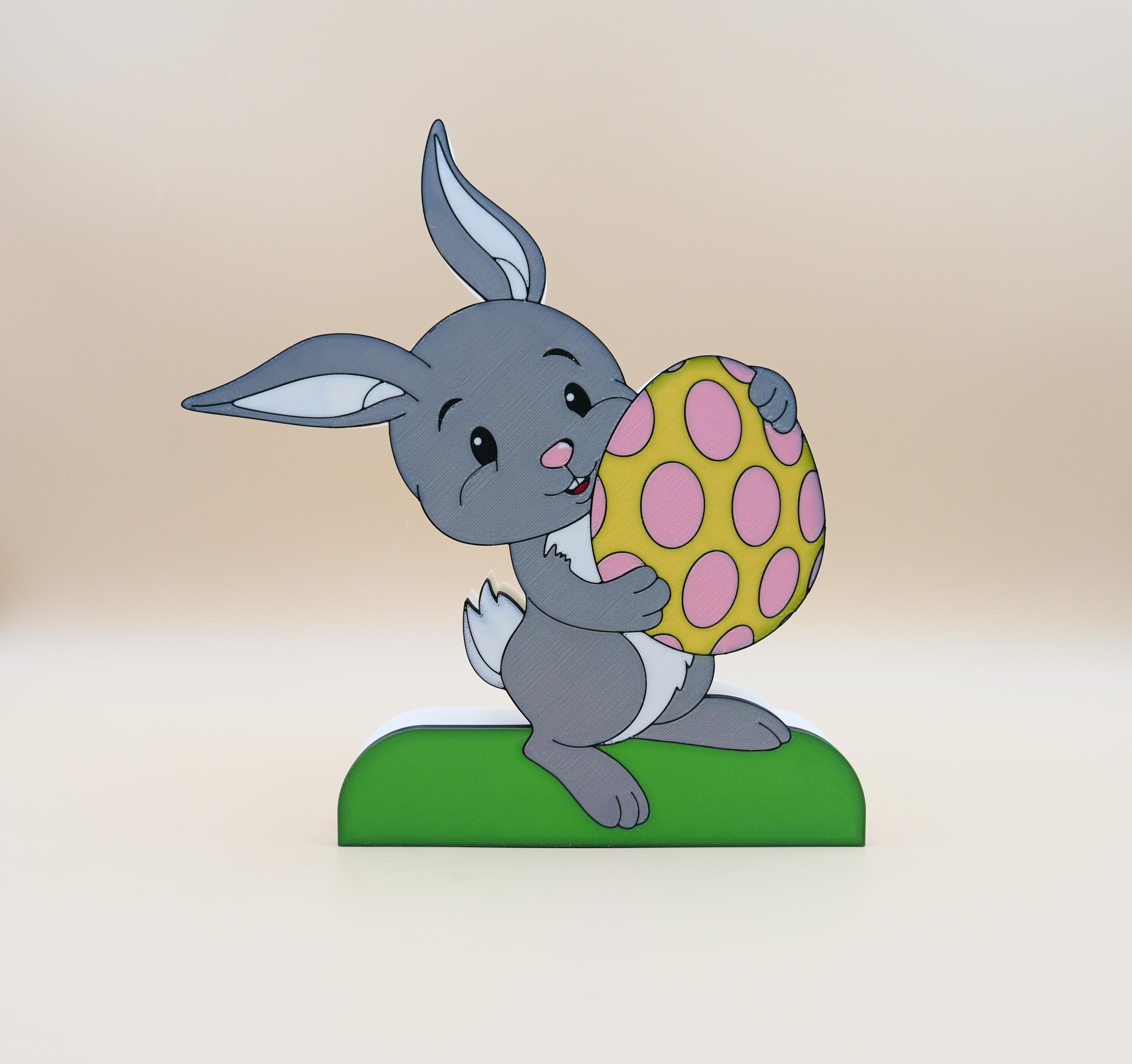 Figura de conejo de Pascua impresa en 3D, decoración de primavera, decoración de Pascua caprichosa, regalo para niños, decoración de guardería, nueve pulgadas de alto y nueve pulgadas de ancho