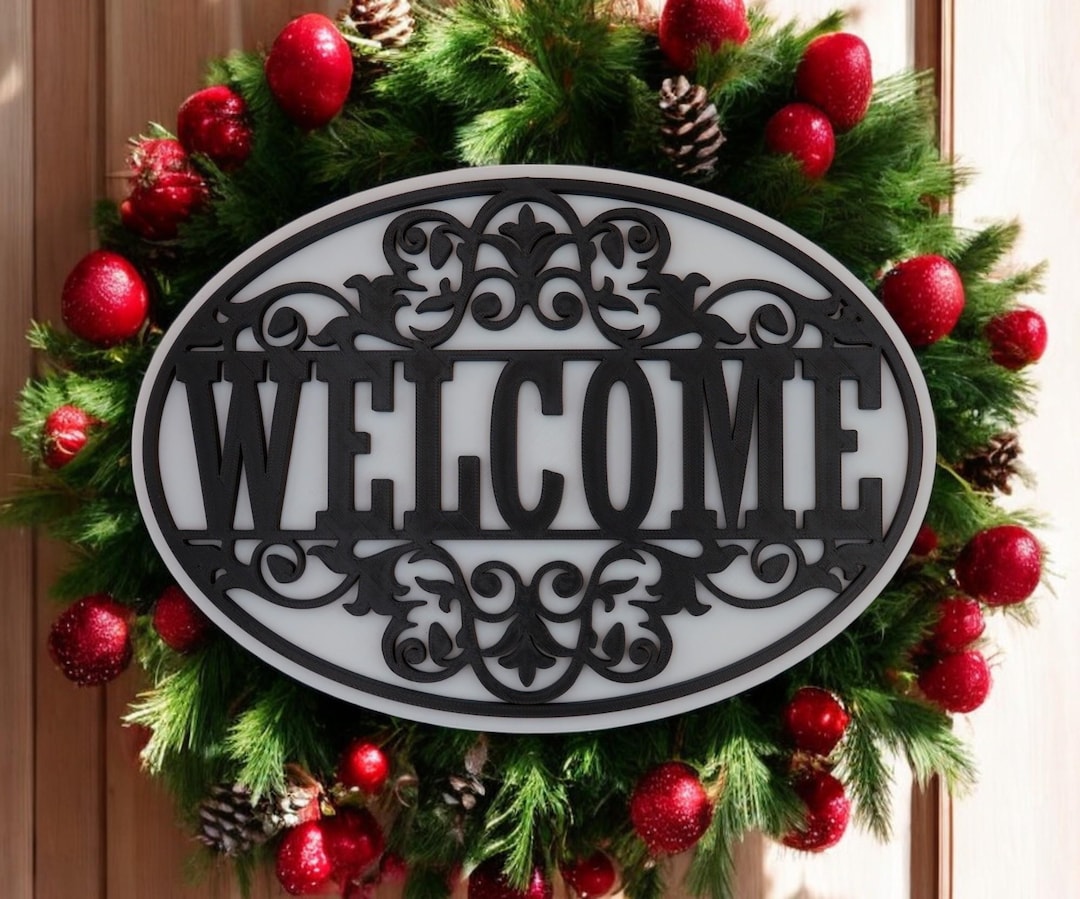 Welcomesign Decore 3D Printed Welcome Sign for Front Door Wreath Modern Home Decor Wall ...