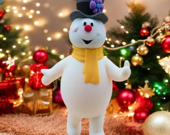 3D Printed Frosty Christmas Figurine Holiday Stocking Stuffer Winter Wonderland Decor Multi Color Display Home Shelf Decoration Collectible