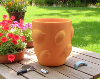 Lemon Pattern Planter: Modern Citrus Decor, Indoor/Outdoor Container Garden