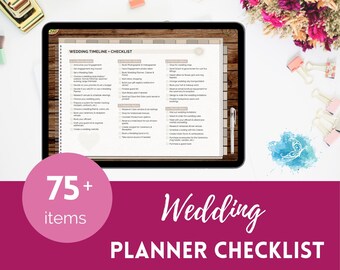 Complete Wedding Planner - Timeline + Checklist set DIGITAL VERSION (pre-cropped PNG files)