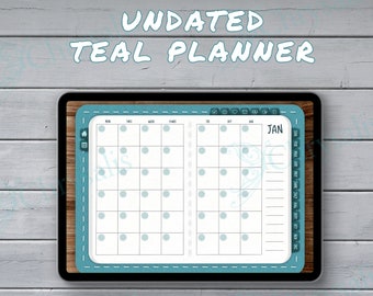 UNDATED Teal Digital Planner - Bujo + 130 stickers