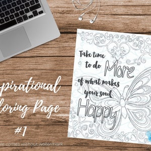 Adult Inspirational Coloring Page printable 01-Make your Soul Happy image 1