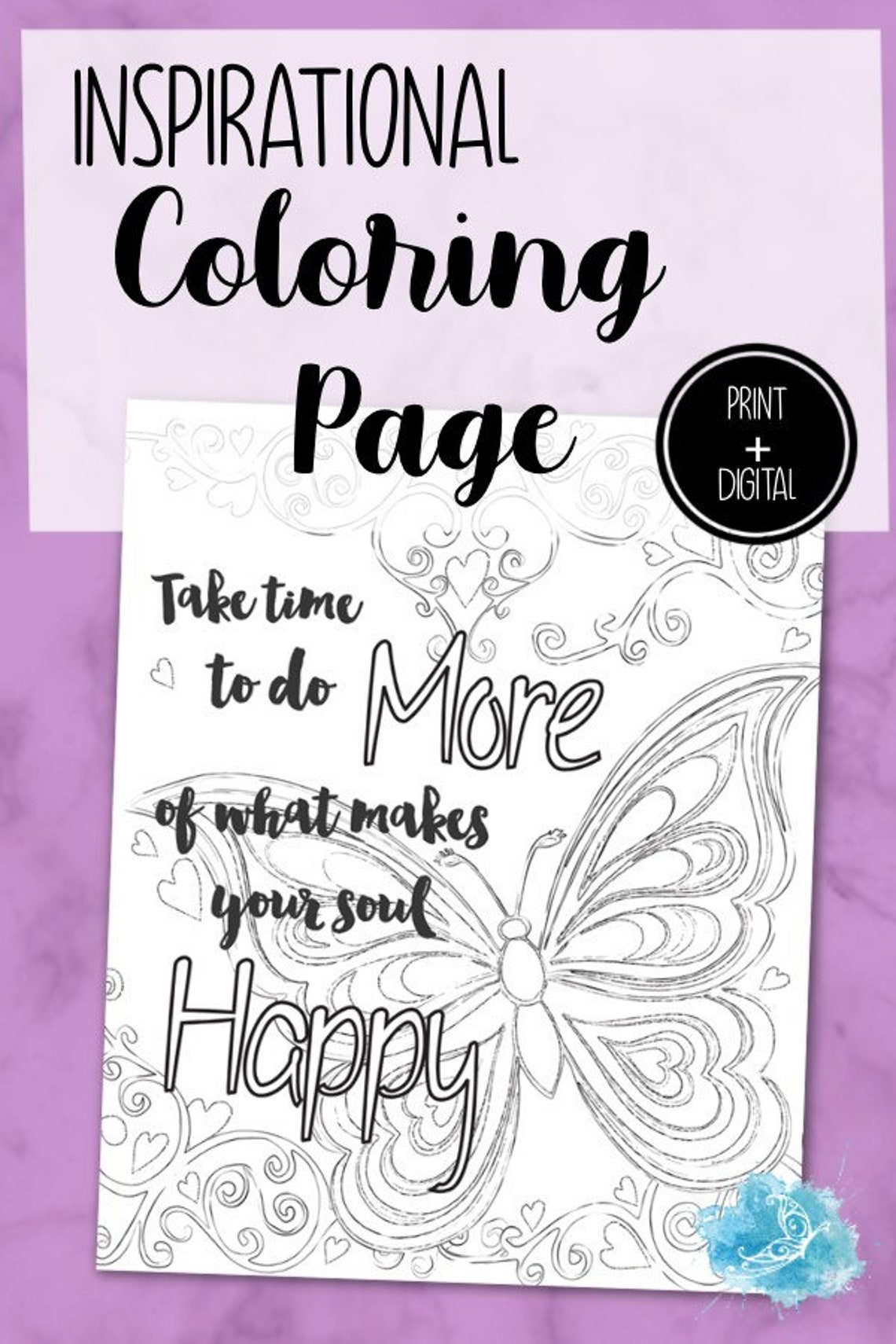 Adult Inspirational Coloring Page Printable 01-make Your Soul Happy - Etsy