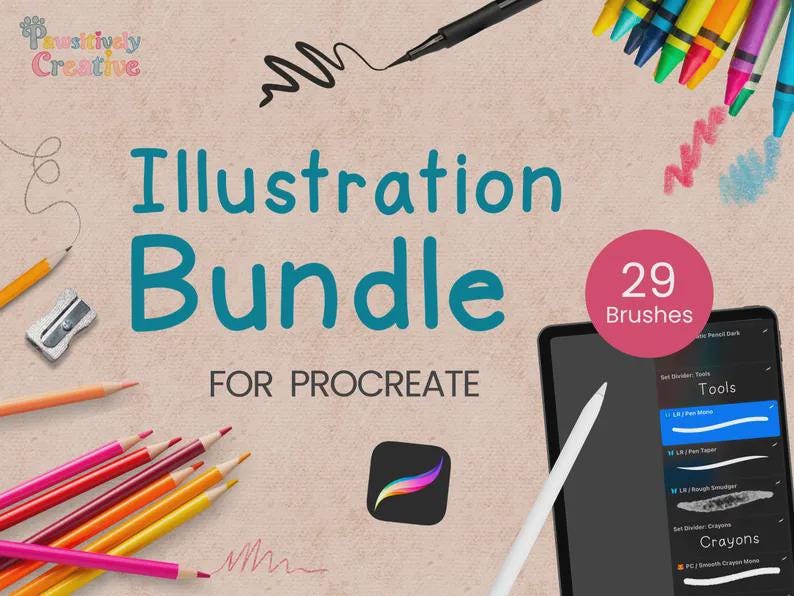 29 Illustration Brushes BUNDLE for Procreate - Etsy
