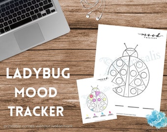 Ladybug Mood Tracker - Geometric Animals (digital + print files) bujo insert