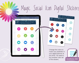 MAGIC Social Circles Digital Sticker set - 24 stickers color-editable for digital planning GOODNOTES ONLY