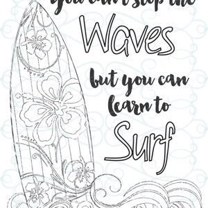 Adult Inspirational Coloring Page printable 03-Learn to Surf image 2