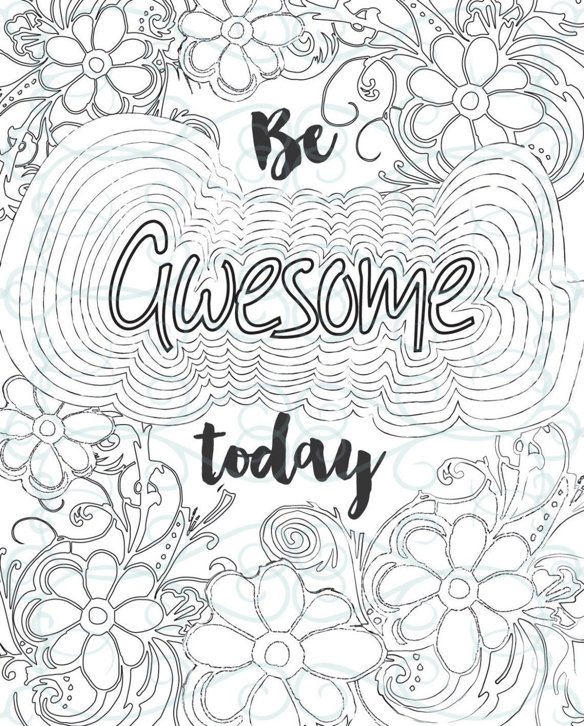 Adult Inspirational Coloring Page Printable 09-be Awesome - Etsy