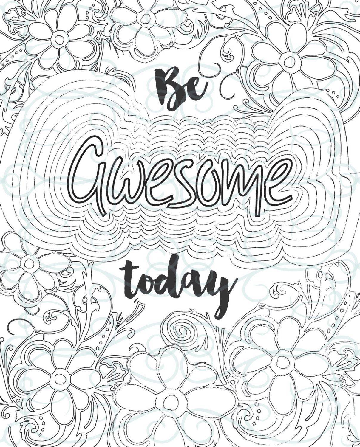 Adult Inspirational Coloring Page Printable 09-be Awesome - Etsy