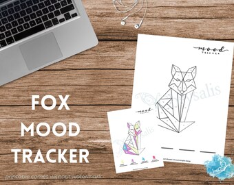 Fox Mood Tracker - Geometric Animals (digital + print files) bujo insert