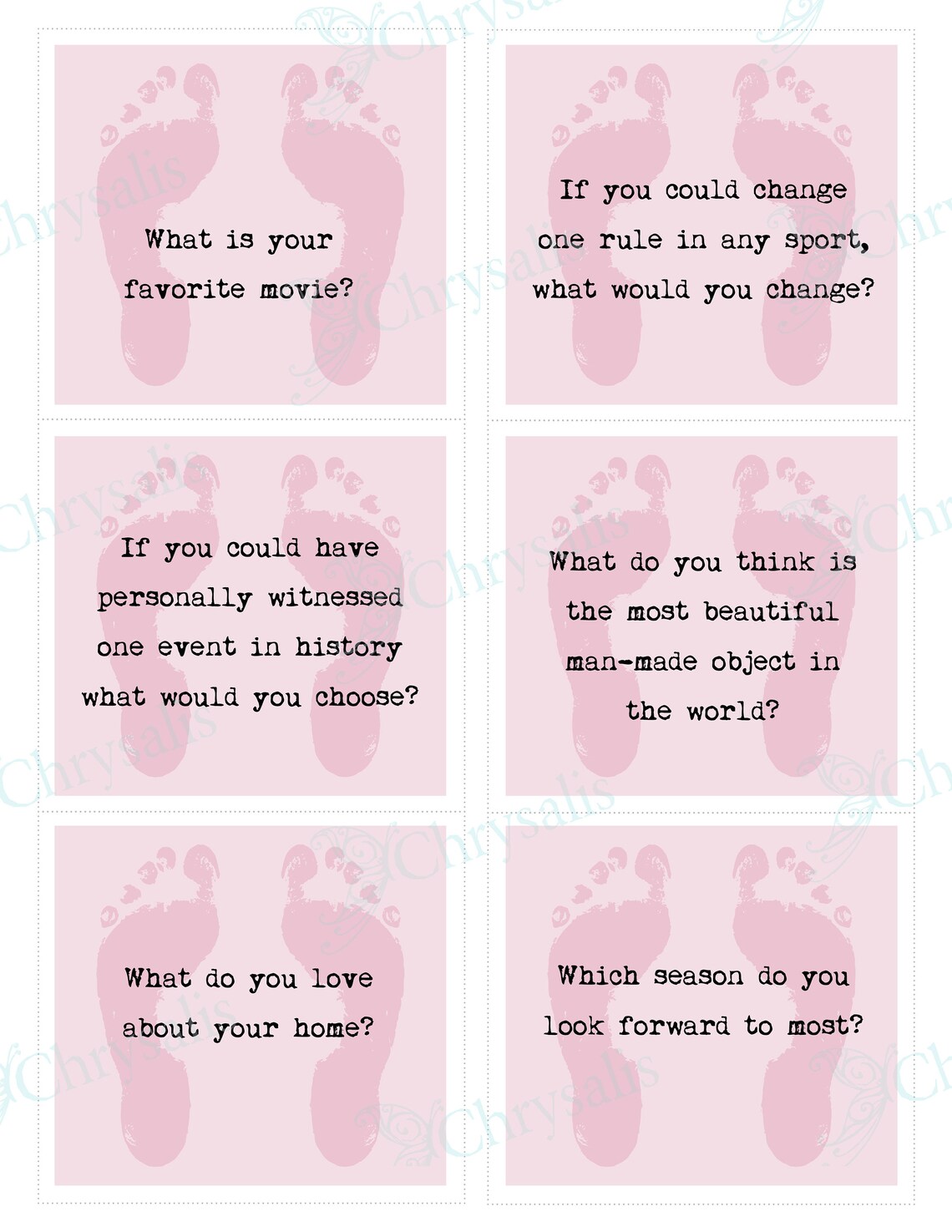 Pink BABY SHOWER Table Talk Conversation Starter Cards/ice Etsy
