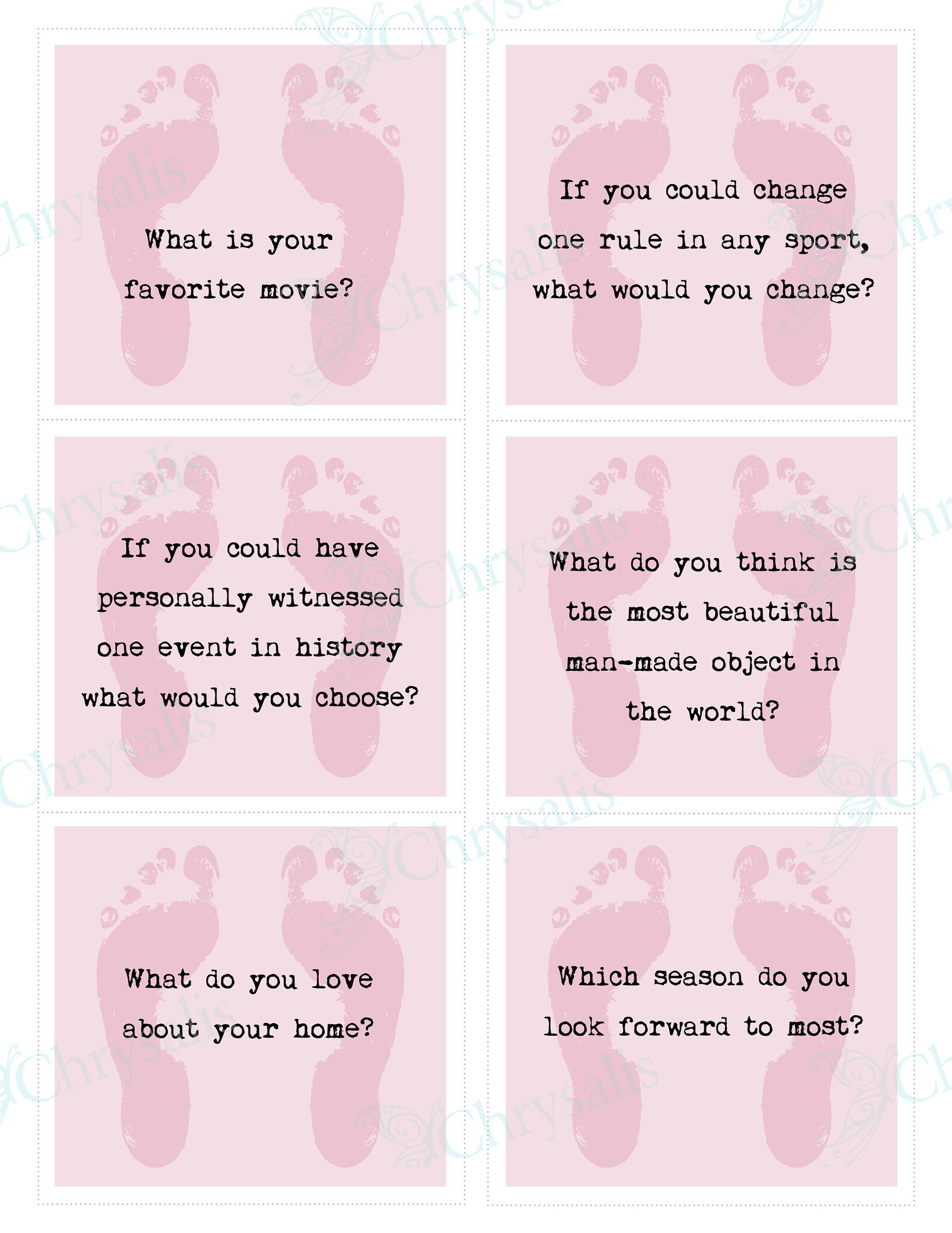 Pink BABY SHOWER Table Talk Conversation Starter Cards/ice Etsy