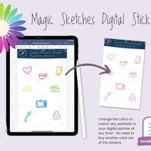 MAGIC Sketched icons Digital Sticker set - 8 stickers color-editable for digital planning GOODNOTES ONLY