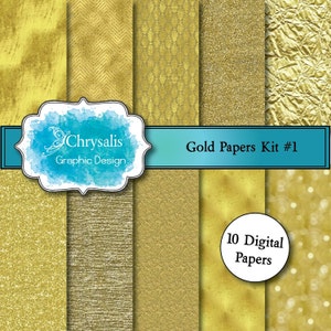 GOLD digital scrapbook papers kit #1 (set of 10)