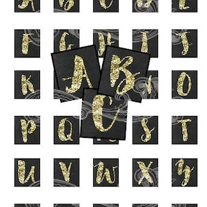 GOLD GLITTER chalkboard alphabet and more digital collage sheet scrabble tiles