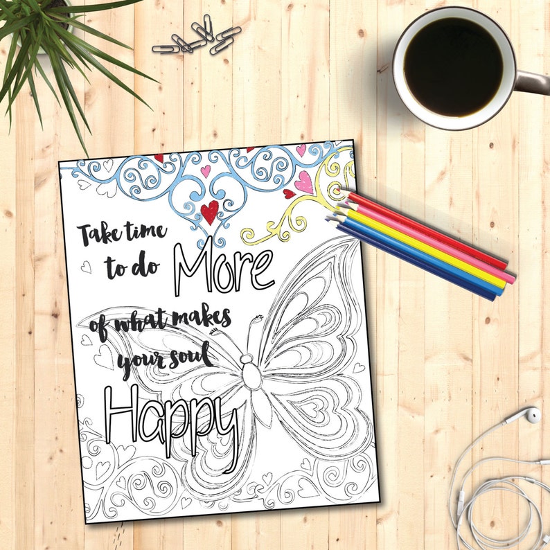 Adult Inspirational Coloring Page printable 01-Make your Soul Happy image 3