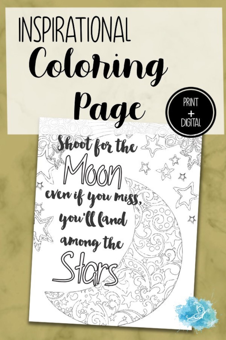 Adult Inspirational Coloring Page printable 04-Shoot for the Moon image 7