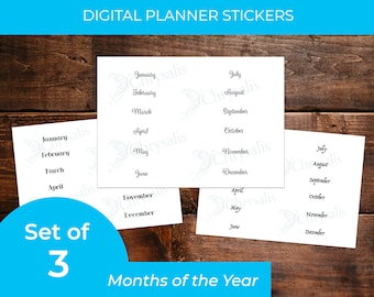 STICKERS digital journal stickers - Month Bundle #3 (set of 3)