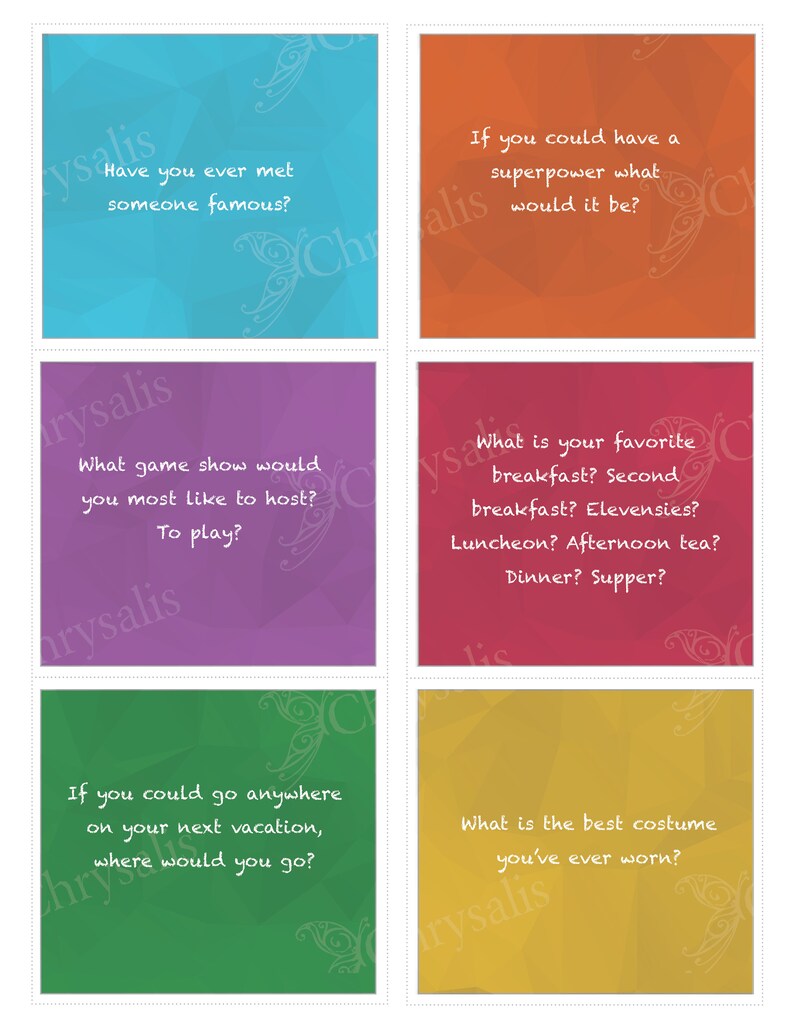 FAMILY Table Talk Conversation Starter Cards/ice Breakers Etsy