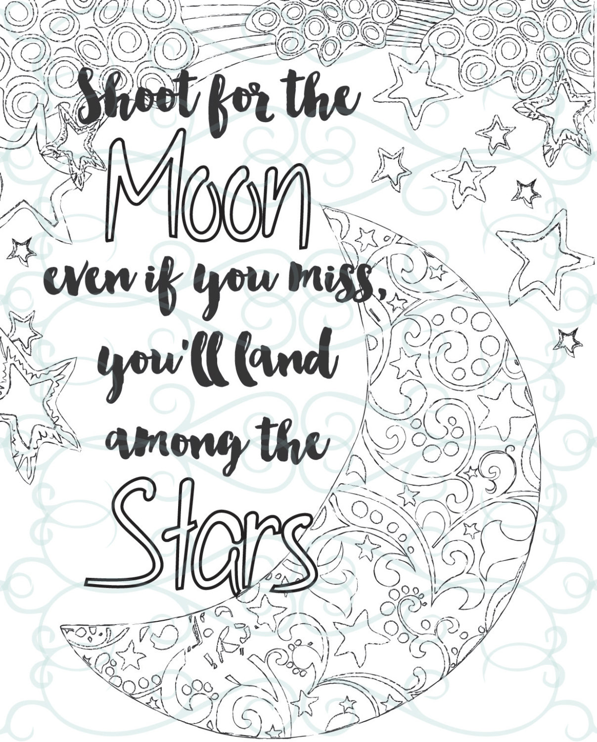 adult inspirational coloring page printable 04 shoot for the etsy