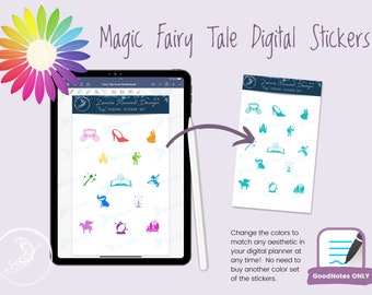 MAGIC Fairy Tale icons Digital Sticker set - 13 stickers color-editable for digital planning GOODNOTES ONLY