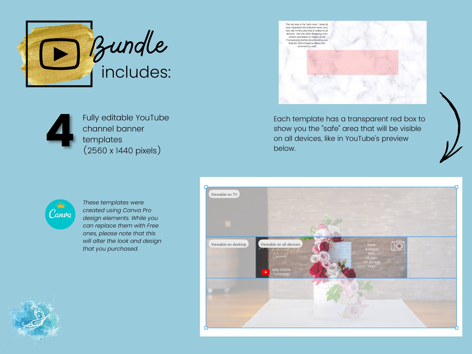 Youtube Banner CANVA Template Bundle the Perfect Sizes for - Etsy