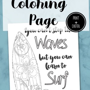 Adult Inspirational Coloring Page printable 03-Learn to Surf image 7