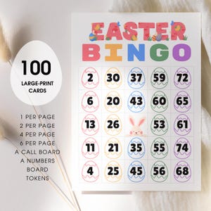 100 tarjetas de bingo de Pascua en formato PDF / 1, 2, 4, 6 por página / Juego de fiesta familiar de descarga instantánea / Actividad imprimible para niños, actividad para el aula