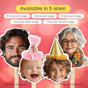 Face On A Stick | Printable Digital Head On A Stick | Groom Face Fans | Funny Groom Face |  Bachelorette Party Favor | Big Head Cutout
