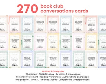 270 Book Club Conversation Cards | Reading Group Icebreaker (PDF)